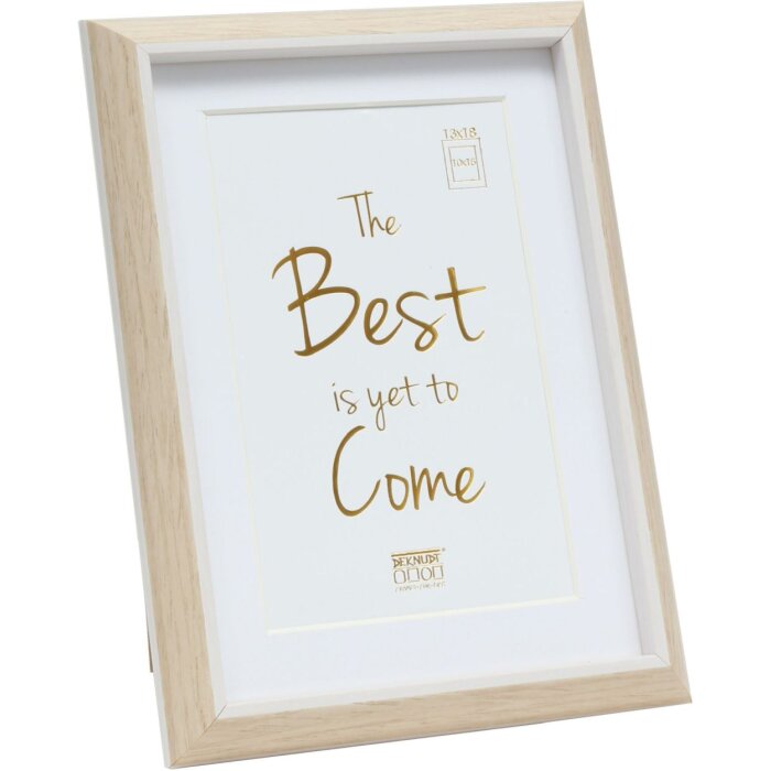 Cadre plastique S46WG naturel clair bord blanc 20x30 cm