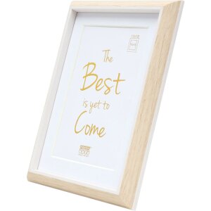Cadre plastique S46WG naturel clair bord blanc 20x30 cm