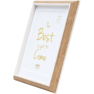 Cadre plastique S46WG naturel bord blanc 18x24 cm