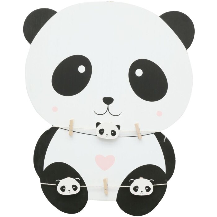 Mur en bois en forme de panda avec pinces 38x48 cm