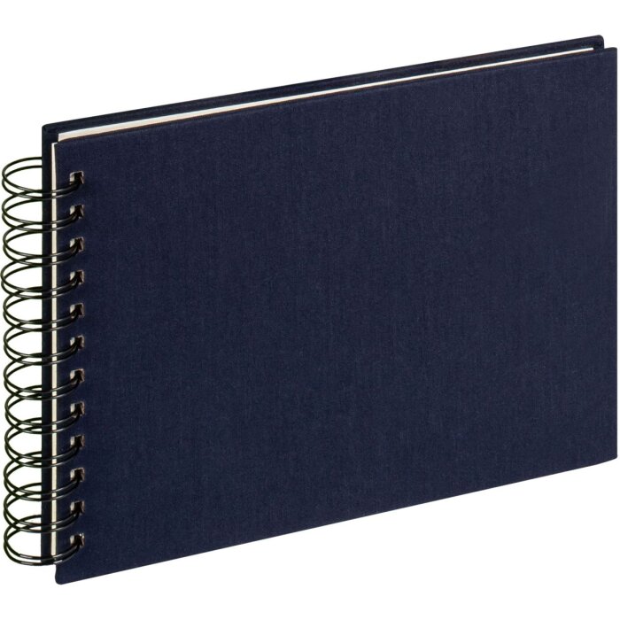 Album spirale Walther Cloth bleu foncé 23x17 cm 40 pages blanches