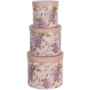 Boîte à chapeau (set de 3 pièces) Ø 20x17 - Ø 17x15 - Ø 14x13 cm rose 64742