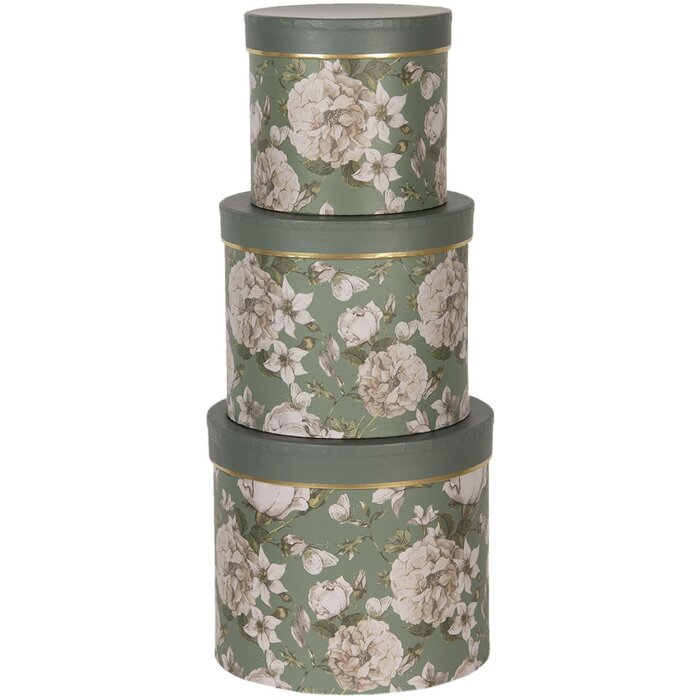 Boîte à chapeau (set de 3 pièces) Ø 20x17 - Ø 17x15 - Ø 14x13 cm vert 64743
