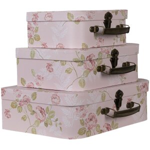 Décoration Coffre (set de 3) 30x21x9-25x18x9-20x16x8 cm rose 64751