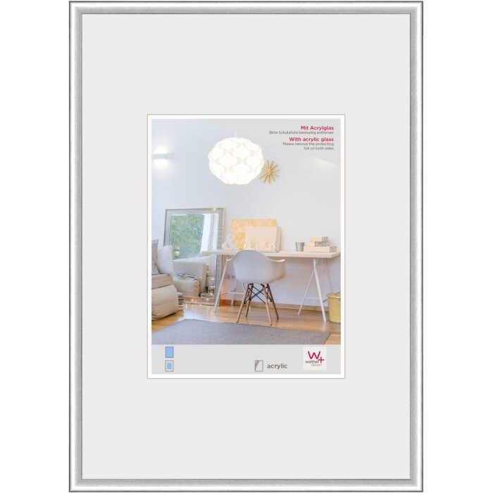 Walther cadre plastique New Lifestyle 42x60 cm DIN A2 argent verre acrylique