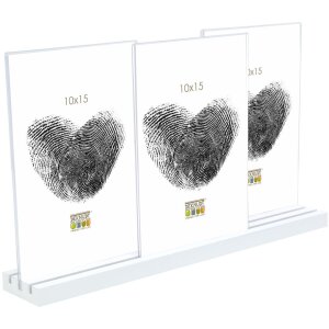 Porte-photos en bois blanc 3 photos 10x15 cm portrait