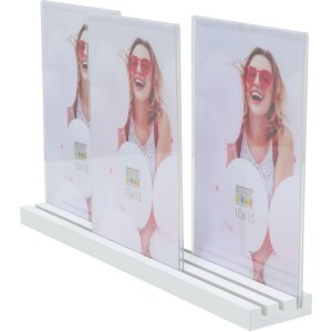 Porte-photos en bois blanc 3 photos 10x15 cm portrait