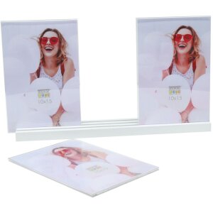 Porte-photos en bois blanc 3 photos 10x15 cm portrait