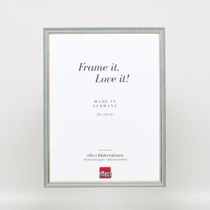 Cadre Effect en bois massif Profil 25 bleu 13x13 cm verre antireflet