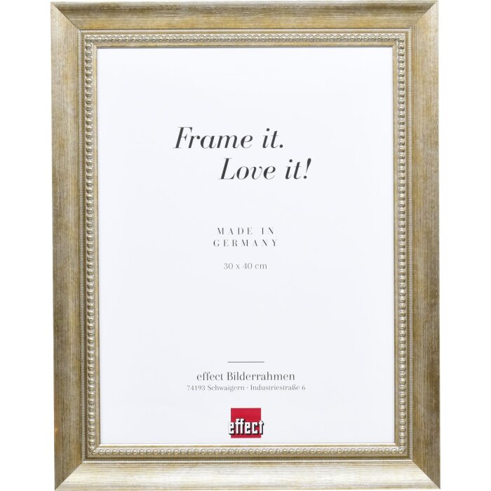 Effect cadre en bois massif profil 28 or 18x27 cm verre clair
