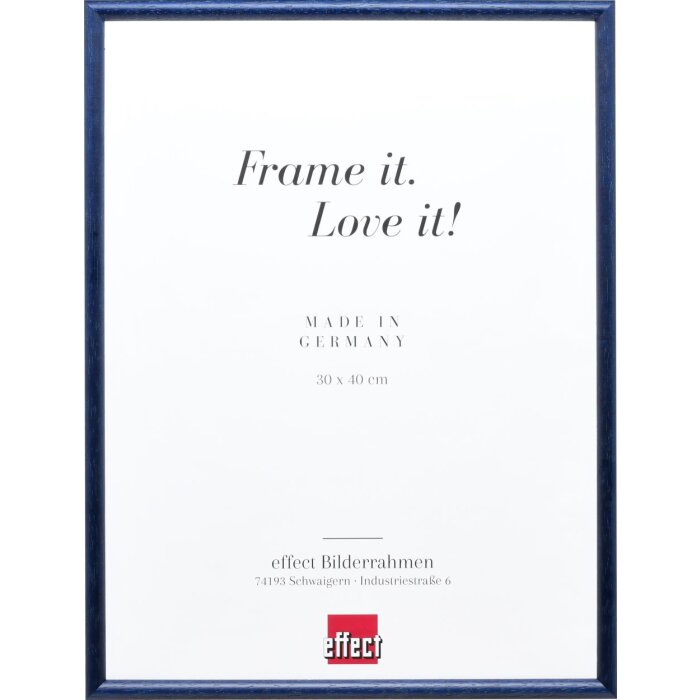 Cadre Effect en bois massif Profil 20 bleu 30x45 cm verre antireflet