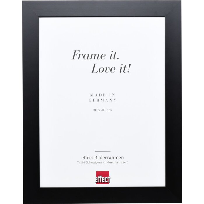 Cadre Effect en bois massif Profil 30 noir 60x60 cm verre clair