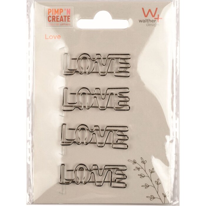 Pinces décoratives en métal Walther PIMP AND CREATE Love 4 pièces