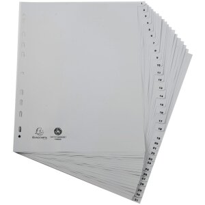 Exacompta Répertoire A4+ PP recyclé gris 120µ onglets imprimés 1-31