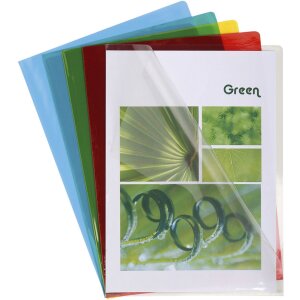 Exacompta 100 Chemises à rabats en PVC rigide lisse 130µ DIN A4 assorties