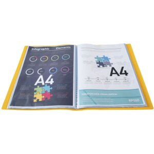 Exacompta 8519E Dossier de présentation A4 polypropylène 10 pochettes jaune 24x32 cm
