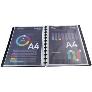 Exacompta 86351E Dossier de présentation PP 800µ 30 pochettes 24x32cm DIN A4 noir