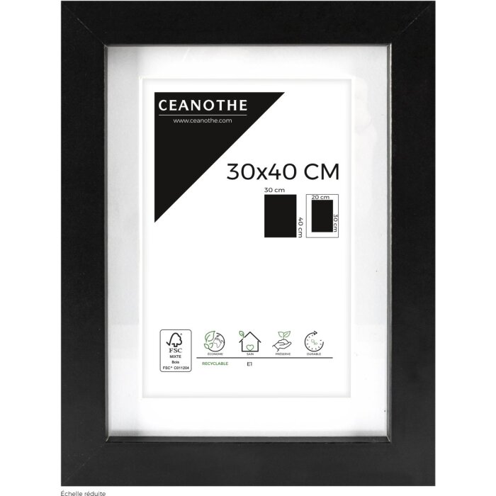 Ceanothe Cadre Oslo avec passe-partout 30x40 cm noir