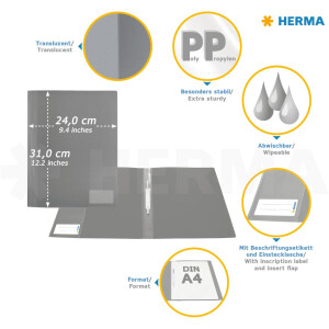 Dossier de reporting HERMA PP rose DIN A4 240x310 mm