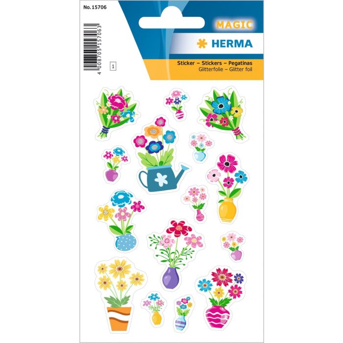 Autocollants HERMA Fleurs avec paillettes