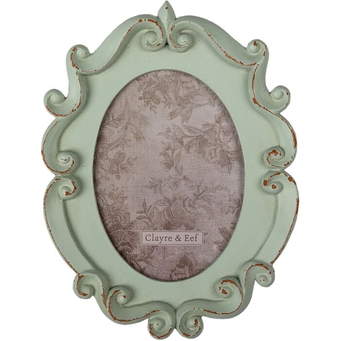 Clayre & Eef Cadre photo baroque 2F0883 turquoise 19x2x25 cm - 12x16 cm