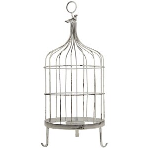 Clayre & Eef 5Y3477 Cage à oiseaux Décoration oiseau blanc Ø 26x61 cm