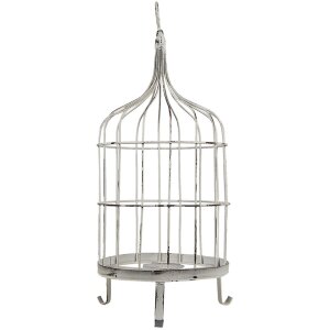 Clayre & Eef 5Y3477 Cage à oiseaux Décoration oiseau blanc Ø 26x61 cm