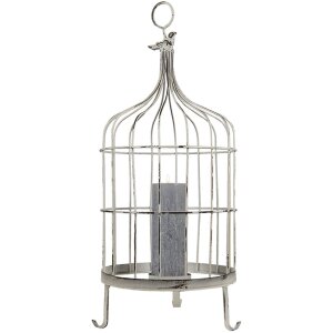 Clayre & Eef 5Y3477 Cage à oiseaux Décoration oiseau blanc Ø 26x61 cm