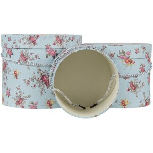 Clayre & Eef 65008 Boîte à chapeau, set de 3, bleu Ø 23x19 cm