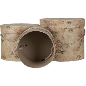 Clayre & Eef 65012 Boîte à chapeau, set de 3, beige Ø 23x20 cm