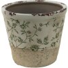 Clayre & Eef 6CE1384L Pot de fleurs pour intérieur Vert, Blanc Ø 16x16 cm