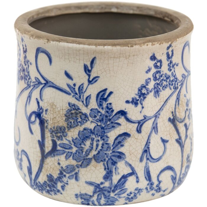 Clayre & Eef 6CE1396M Pot de fleurs pour intérieur Bleu, Blanc Ø 12x11 cm