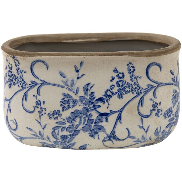 Clayre & Eef 6CE1398M Pot de fleurs pour intérieur Bleu, Blanc 17x10x10 cm