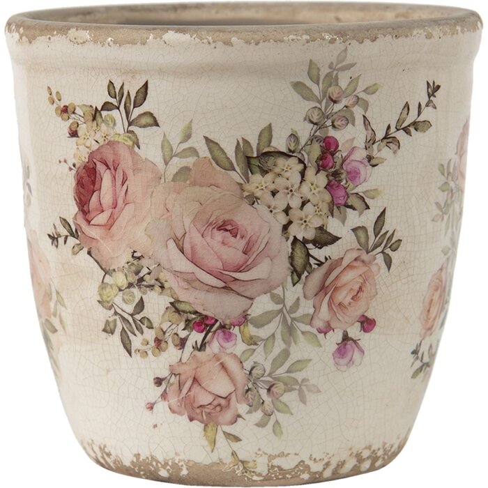 Clayre & Eef 6CE1421M Pot de fleurs pour lintérieur Rose, Beige Ø 12x12 cm