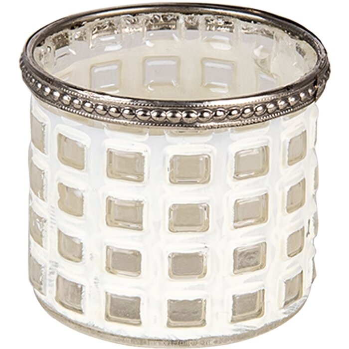 Clayre & Eef 6GL3332 Porte-bougie en verre blanc Ø 8x7 cm