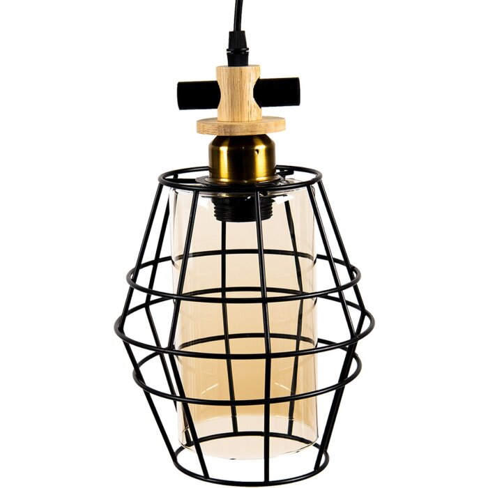 Clayre & Eef 6LMP755 Lampe à suspendre noire 18x18x31 cm E27-max 1x40W