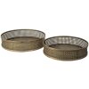 Clayre & Eef Plateau décoratif, set de 2, couleur cuivre Ø 45x10 - Ø 40x10 cm