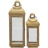 Clayre & Eef 6Y4643 Set de 2 lanternes couleur cuivre 20x20x58 cm - 16x16x42 cm