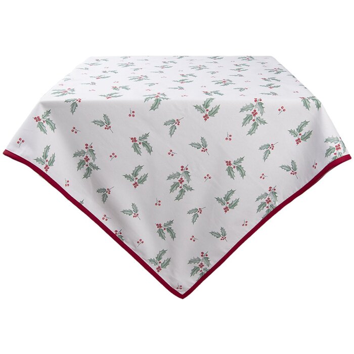 Clayre & Eef HCH01 Nappe Carrée Blanc, Rouge 100x100 cm