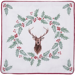 Clayre & Eef HCH21 Housse de coussin blanc, rouge 40x40 cm