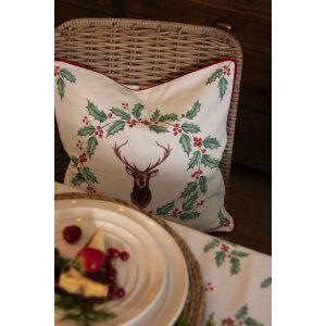 Clayre & Eef HCH21 Housse de coussin blanc, rouge 40x40 cm