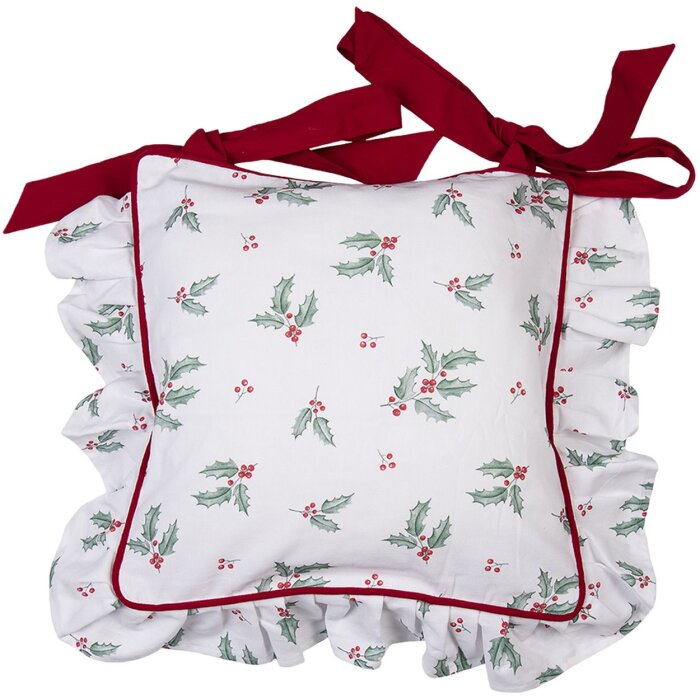Clayre & Eef HCH25 Housse de coussin Coussin dassise blanc, rouge 40x40 cm