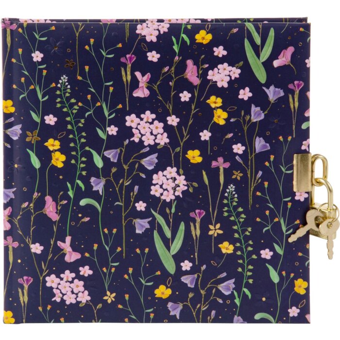 Goldbook Journal Meadow Miracles Blue avec serrure 16,5x16,5 cm 96 pages blanches