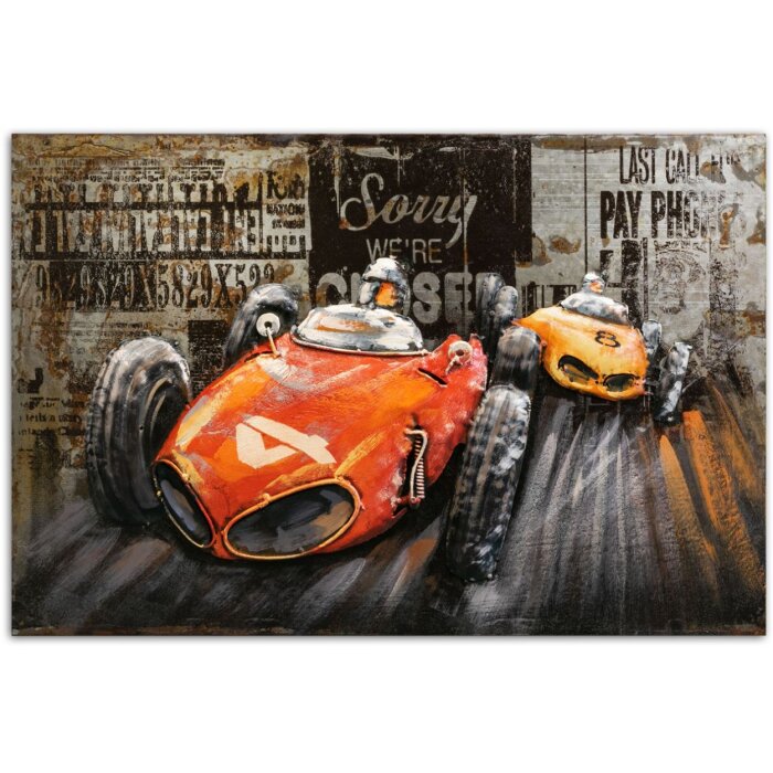ZEP Tableau mural en métal VINT CARS 40x60 cm