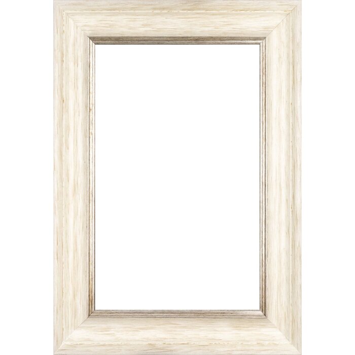 Walther cadre en bois Vigo 62x93 cm blanc avec bord argenté verre antireflet