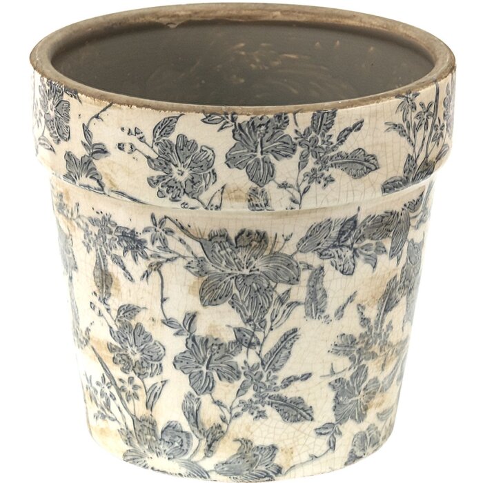 Clayre & Eef 6CE1448M Pot de fleurs pour intérieur Gris, Beige Ø 16x15 cm