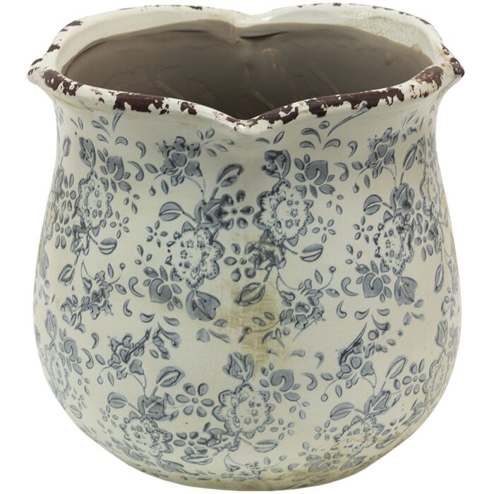 Clayre & Eef 6CE1455L Pot de fleurs pour intérieur Gris, Beige Ø 17x16 cm