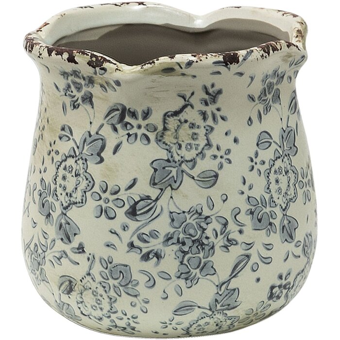 Clayre & Eef 6CE1455M Pot de fleurs pour intérieur Gris, Beige Ø 15x14 cm
