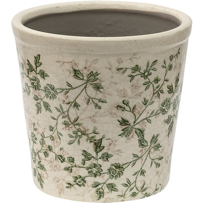 Clayre & Eef 6CE1457L Pot de fleurs pour lintérieur Vert, Marron, Beige Ø 16x16 cm