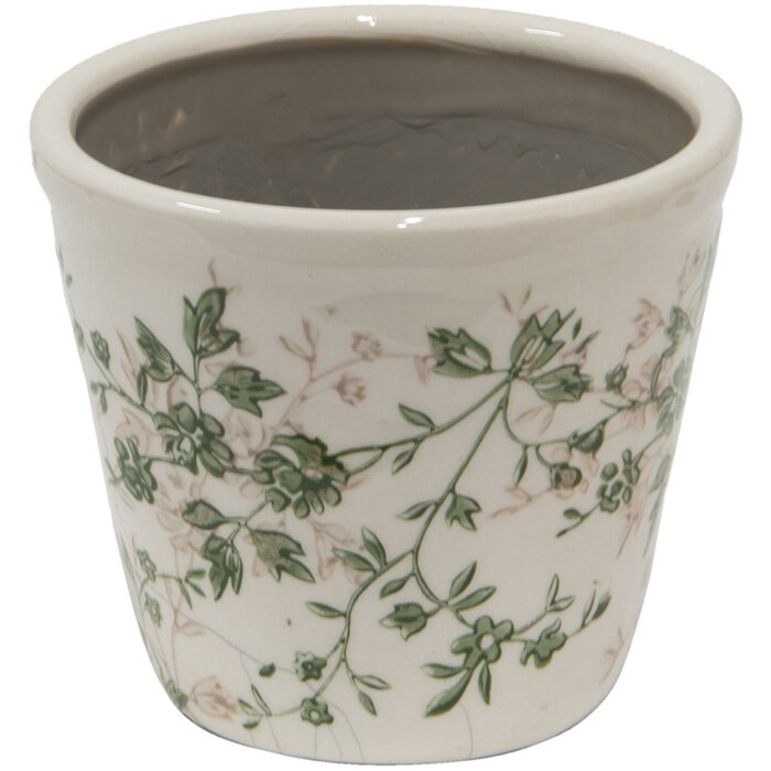 Clayre & Eef 6CE1457S Pot de fleurs pour lintérieur Vert, Marron, Beige Ø 12x10 cm